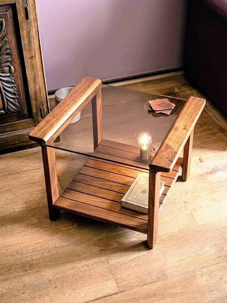 Mesa de centro y mesa lateral vidro ahumado - Imagen 6