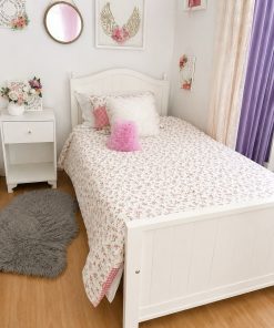 Cama 1.5 plazas madera lenga lacada blanca