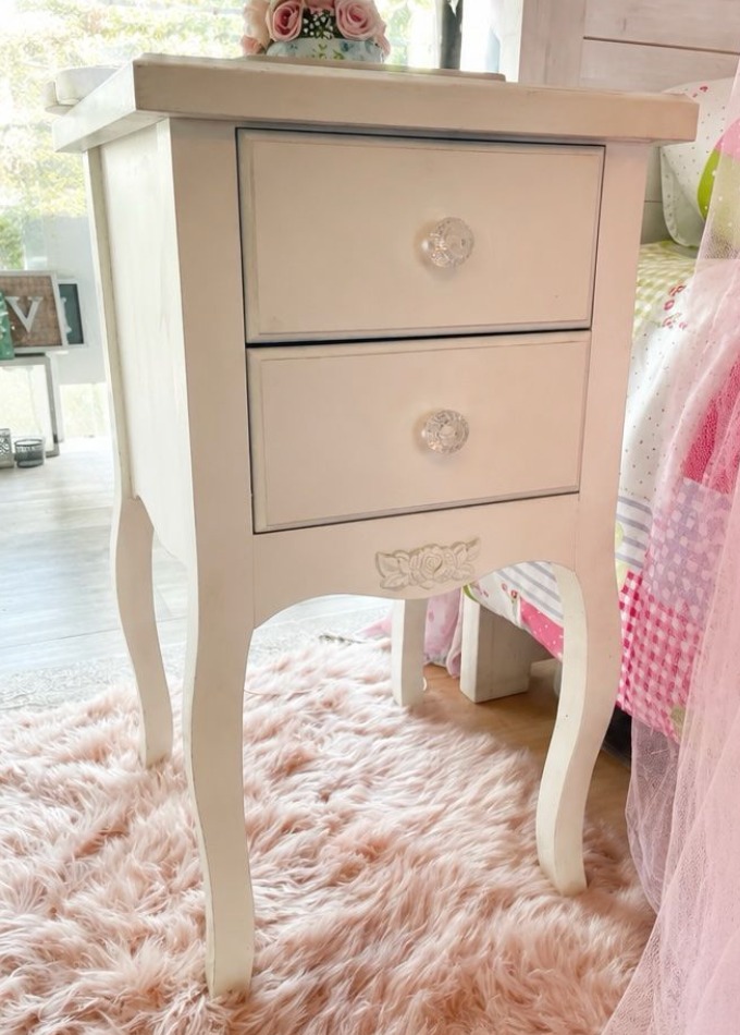 Velador madera blanco vintage