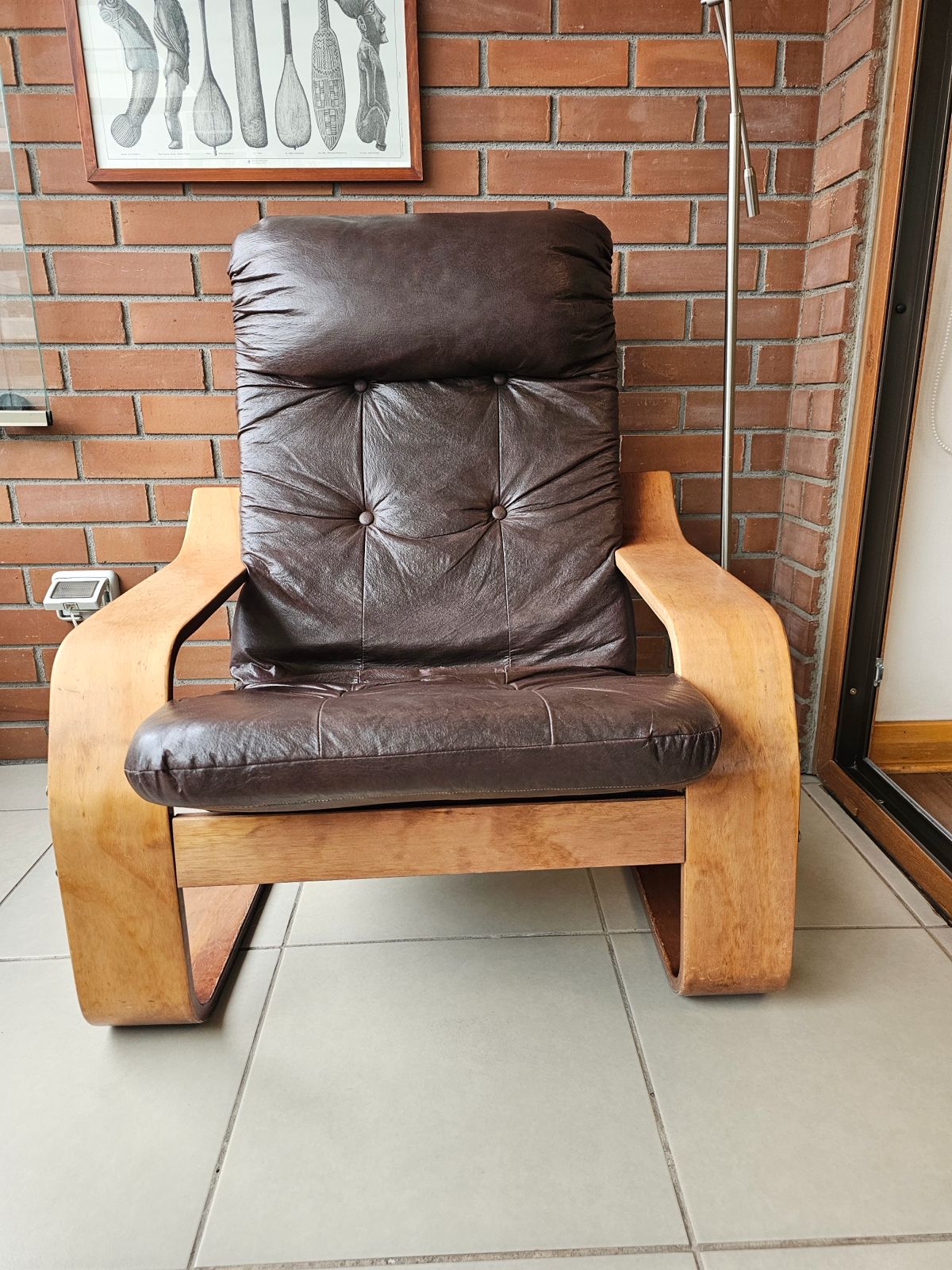 Sillón madera cuerina café - Imagen 6
