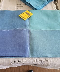 Set 4 individuales y 12 servilletas algodón azul