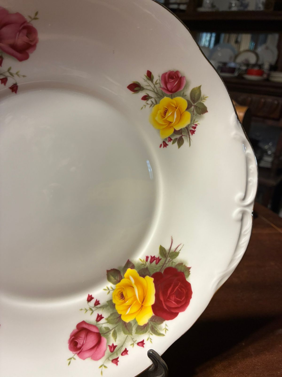 Plato galletero inglés rosas con sello - Imagen 4