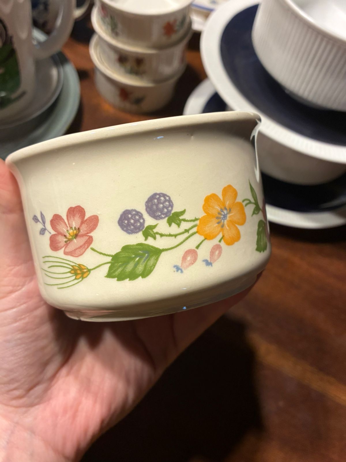Pocillo inglés flores con sello