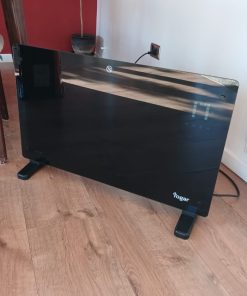 Estufa calefactor Yogar Convector Panel Espejo vidrio templado negro 2000W