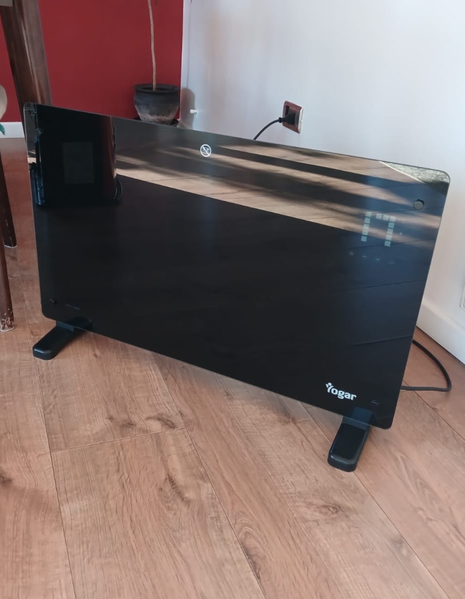 Estufa calefactor Yogar Convector Panel Espejo vidrio templado negro 2000W