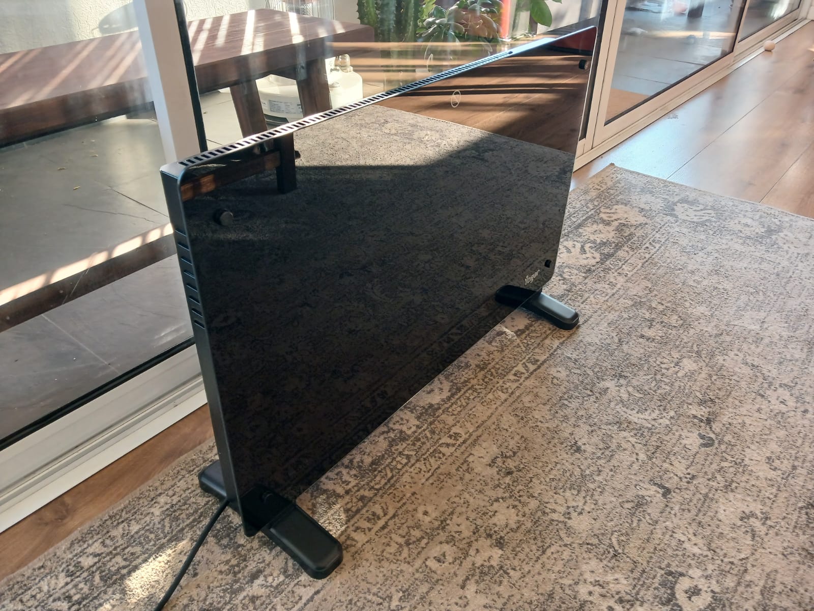 Estufa calefactor Yogar Convector Panel Espejo vidrio templado negro 2000W - Imagen 3