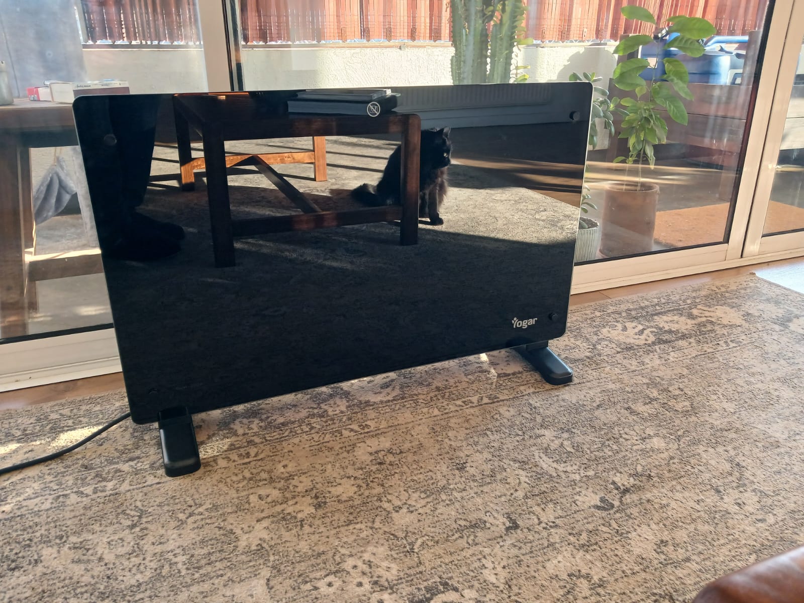 Estufa calefactor Yogar Convector Panel Espejo vidrio templado negro 2000W - Imagen 5