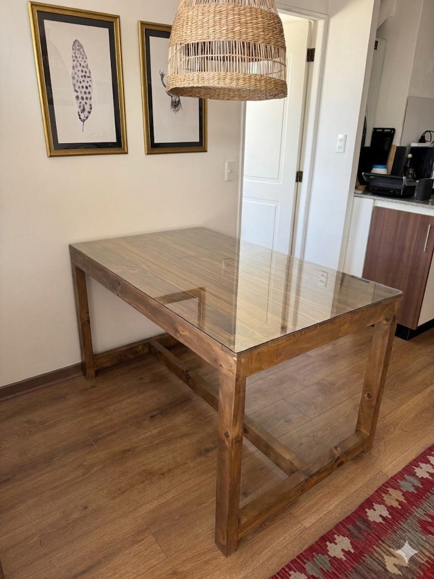 Mesa de comedor madera con vidrio