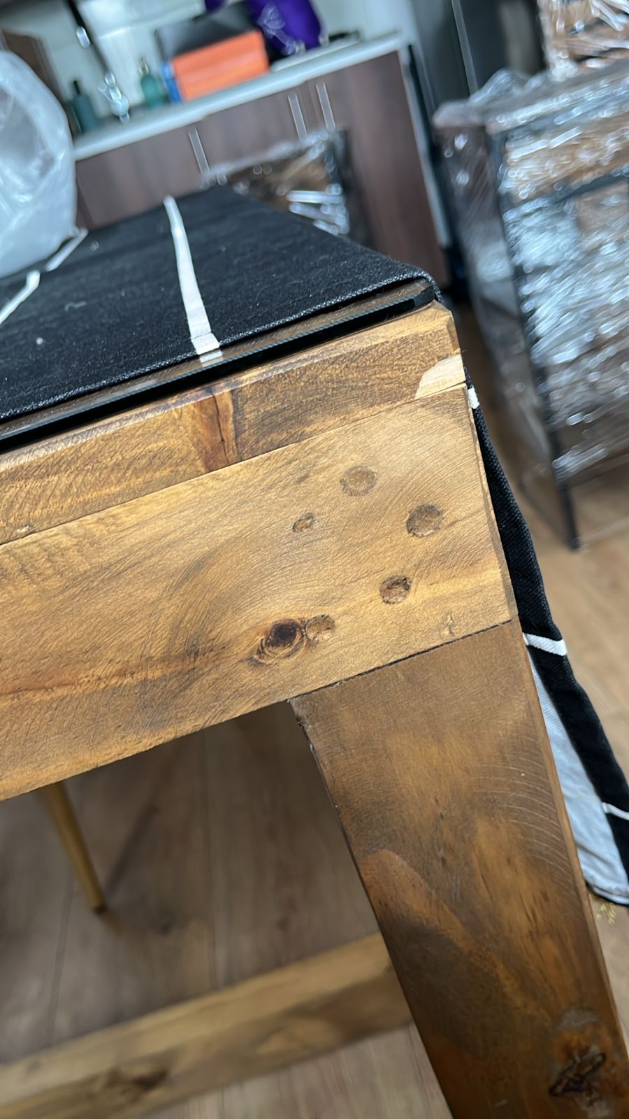 Mesa de comedor madera con vidrio - Imagen 5