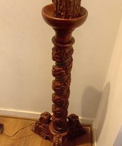 Base lámpara vintage tallada madera