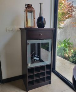 Mueble bar cava madera vidrio templado