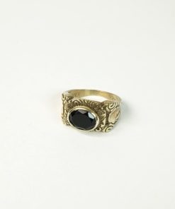 Anillo enchapado oro y onix