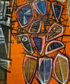 Cuadro abstracto tonos naranjos Simeon González