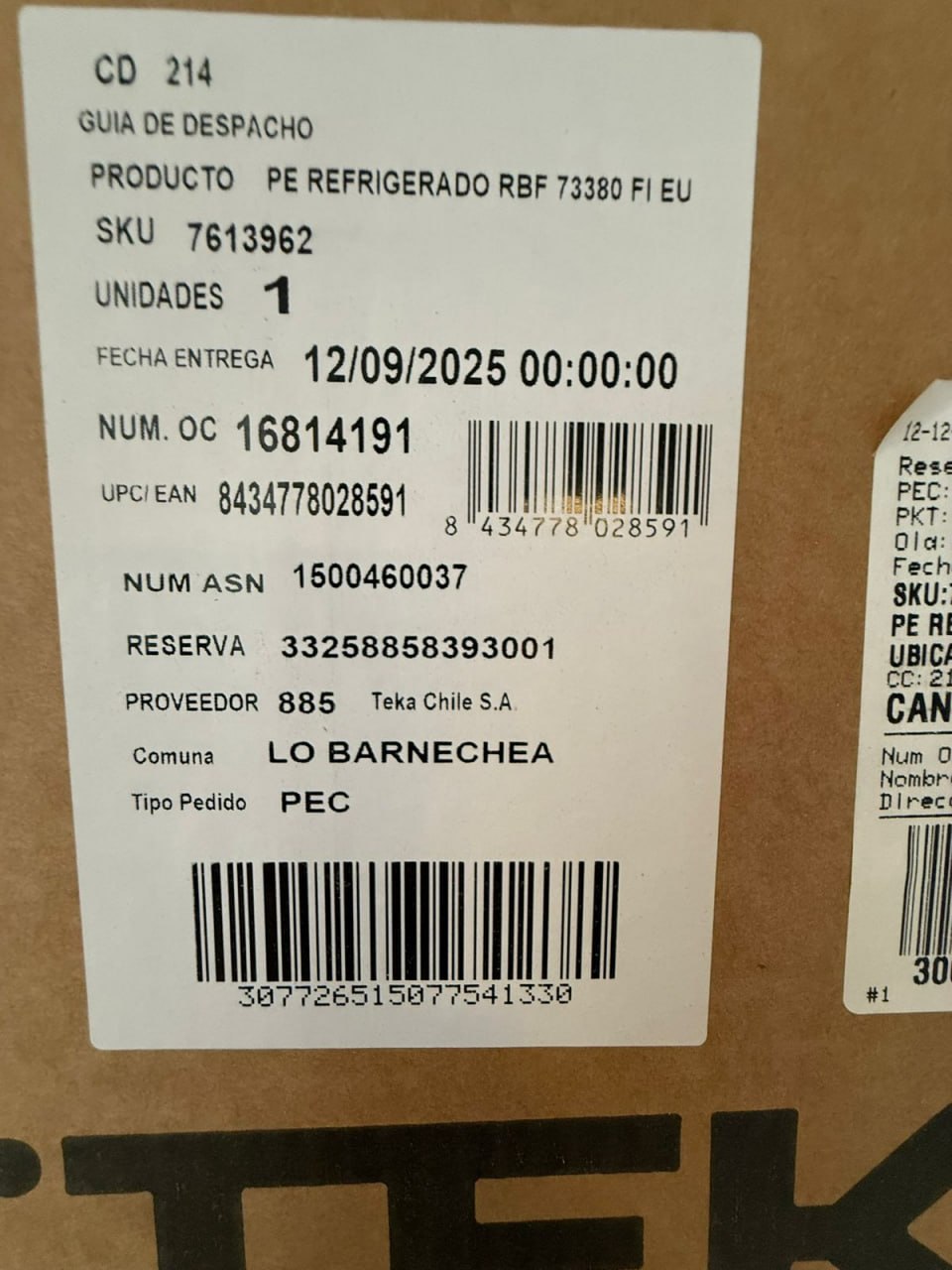 Refrigerador Teka Combi Integrable No Frost 244 Lts - Imagen 2