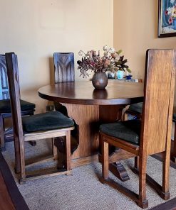Juego de comedor redondo rustico campestre con 6 sillas