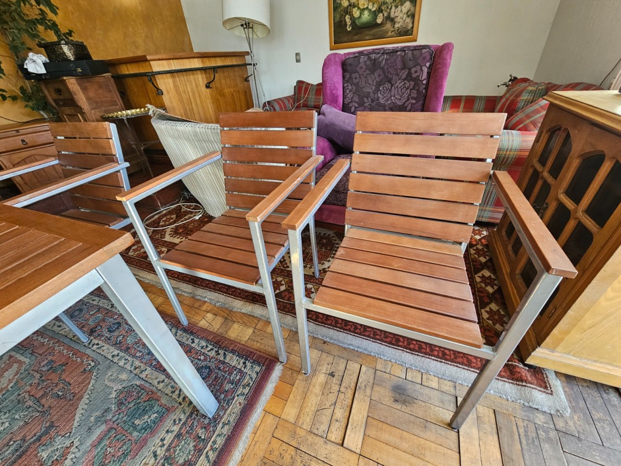 Juego comedor terraza madera 6 sillas