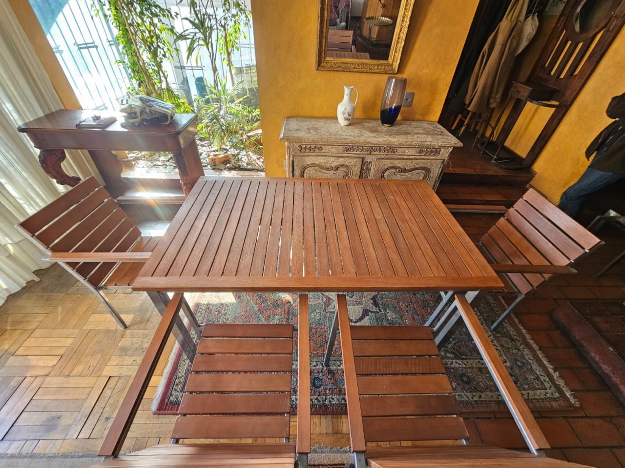 Juego comedor terraza madera 6 sillas