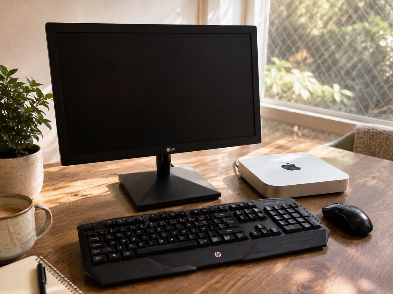 Mac Mini Apple con monitor teclado y mouse
