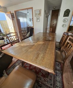 Mesa comedor extensible de madera encina