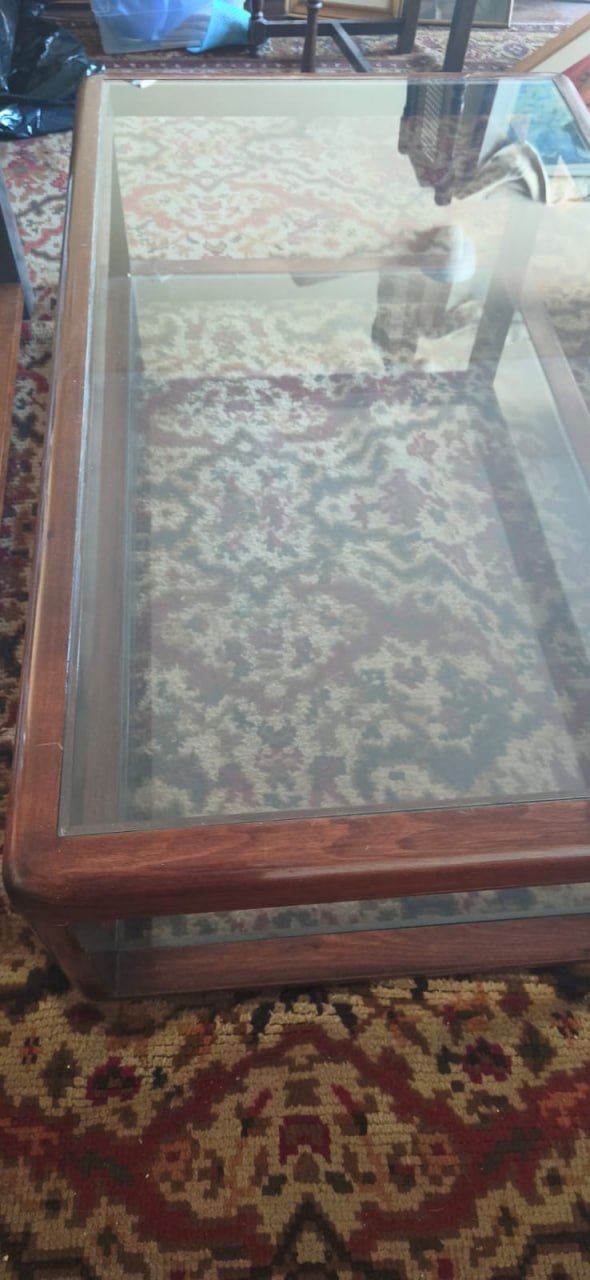 Mesa de centro madera y vidrio doble nivel