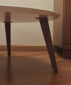 Mesa de centro redonda blanco con madera