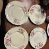 Set 4 platos rosas borde dorado