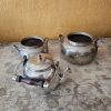 Set tetera plata mango madera y 2 ollas plaqué