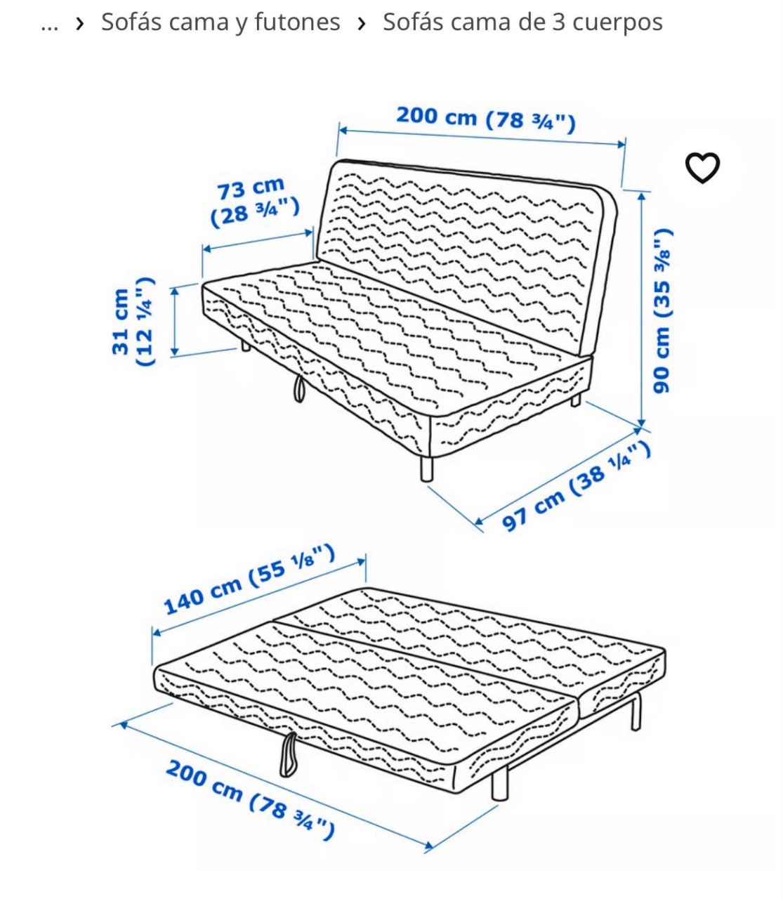 Sofá cama 3 cuerpos Ikea NYHAMN