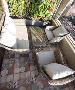 Juego de terraza 4 piezas rattan imitación
