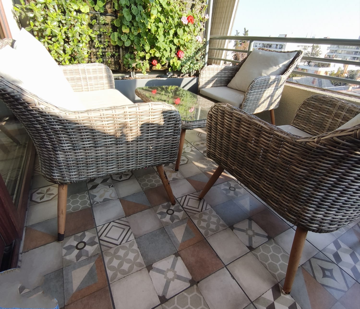 Juego de terraza 4 piezas rattan imitación - Imagen 5