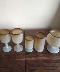 Set 75 vasos y copas vidrio soplado ámbar