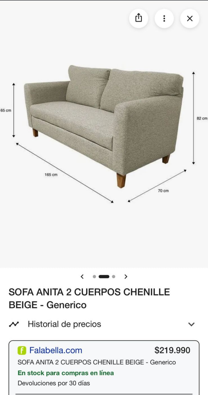 Sofá 2 cuerpos beige - Imagen 3