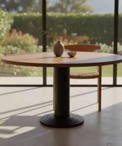 Mesa de comedor madera noble redonda