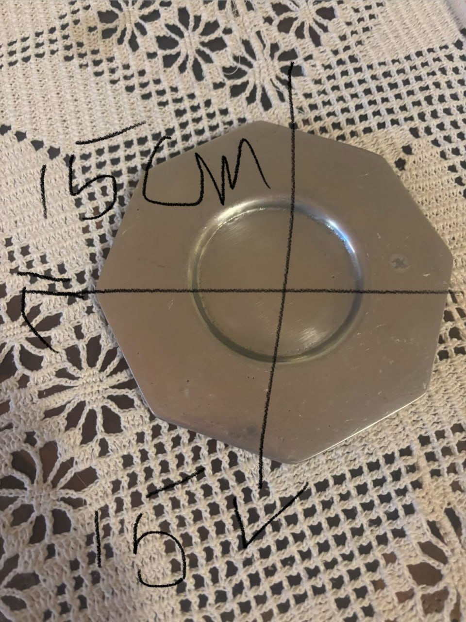 Juego de 10 platos octagonales peltre - Imagen 2