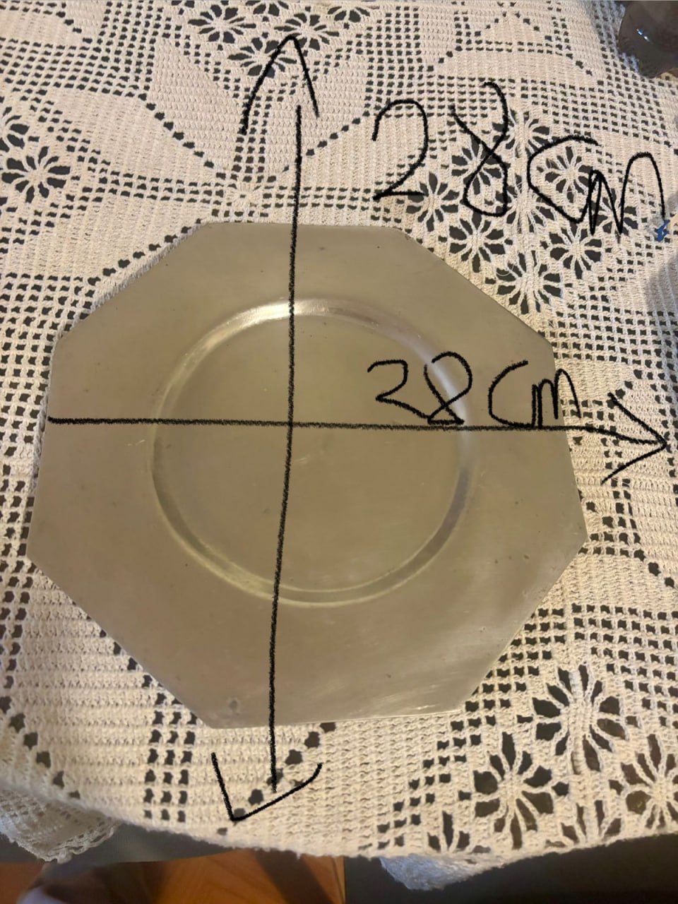 Juego de 10 platos octagonales peltre - Imagen 4