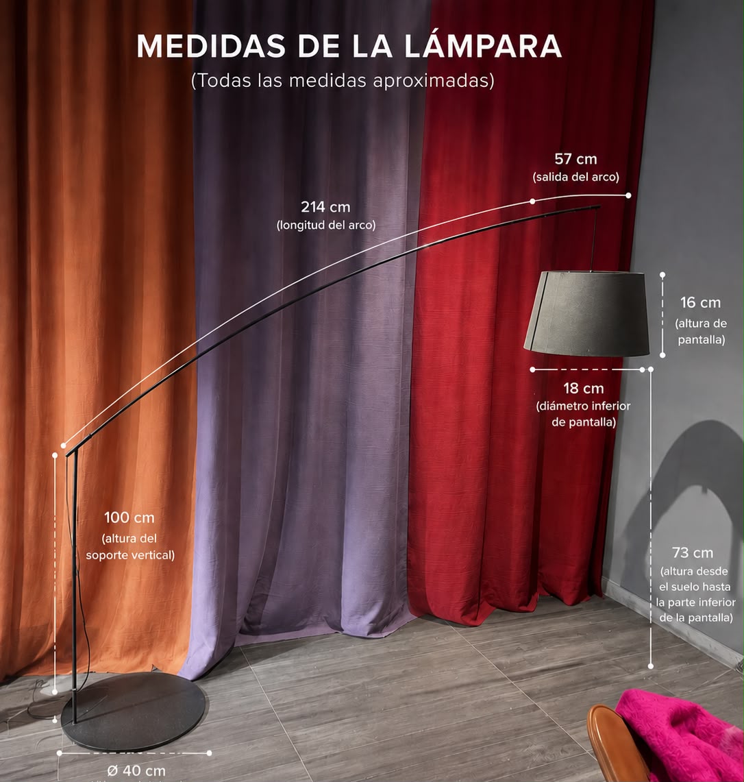 Lámpara de pie Opendark pantalla gris - Imagen 2