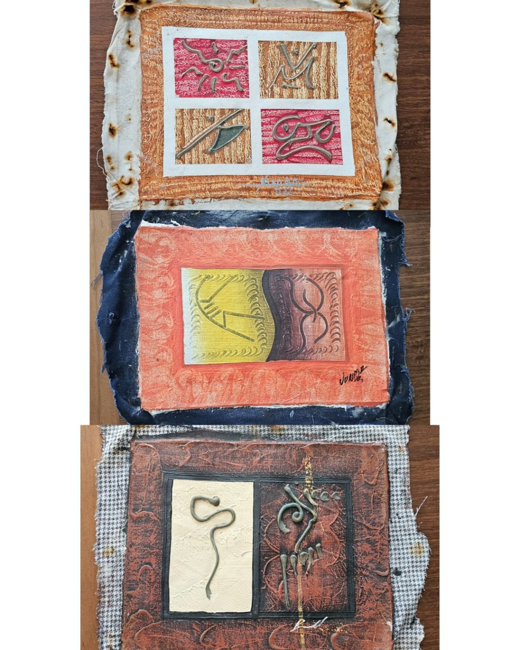 Set 3 pinturas texturizadas arte dominicano