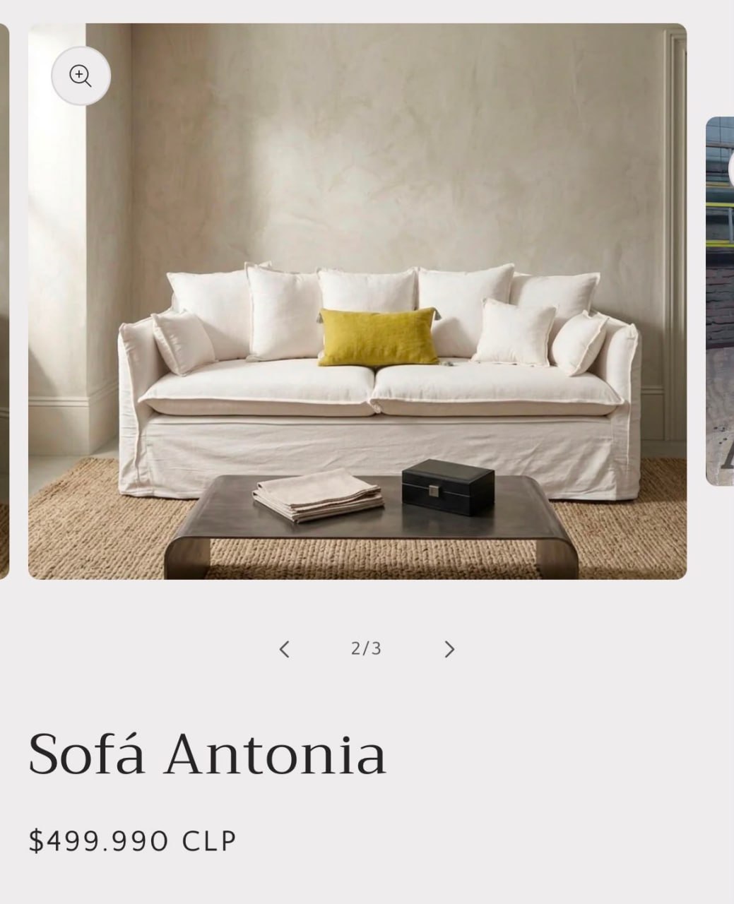 Sofá 2 cuerpos Antonia lino blanco - Imagen 3