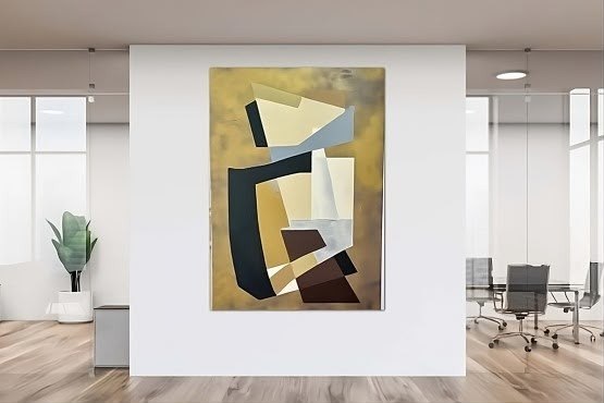 Cuadro abstracto tonos amarillos y tierra Domingo Jiménez