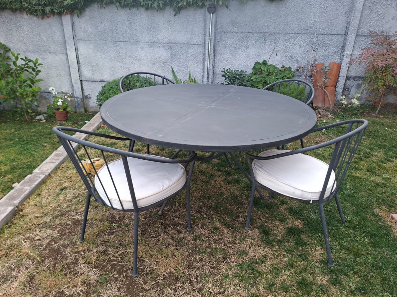 Juego comedor terraza 4 personas redonda