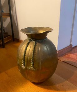 Recipiente decorativo bronce cuerdas