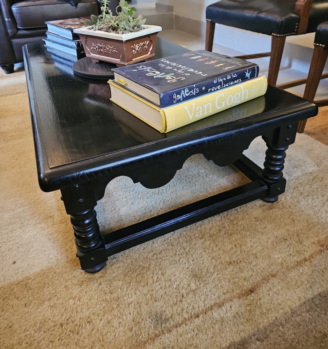 Mesa de centro madera maciza pintada negra