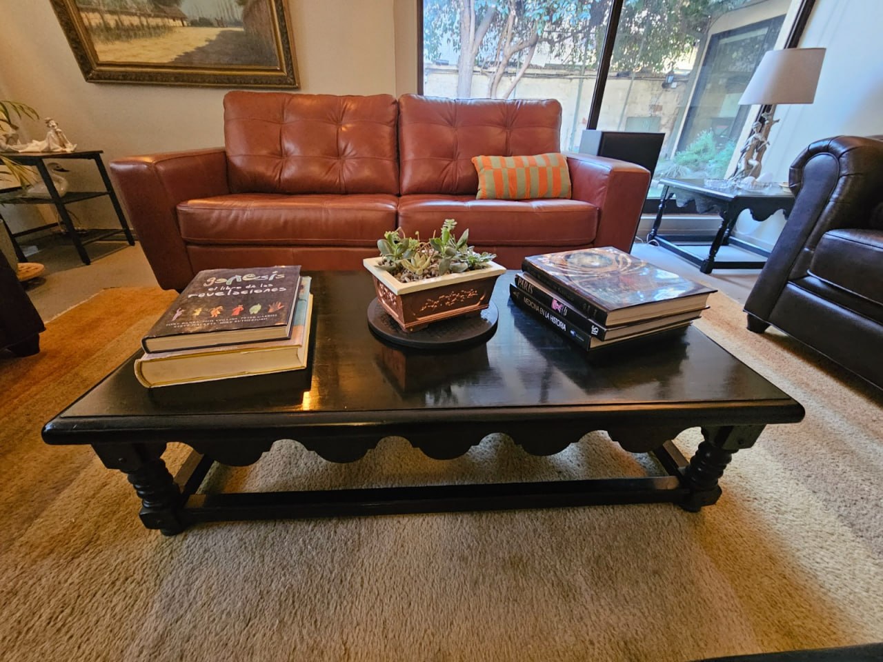 Mesa de centro madera maciza pintada negra