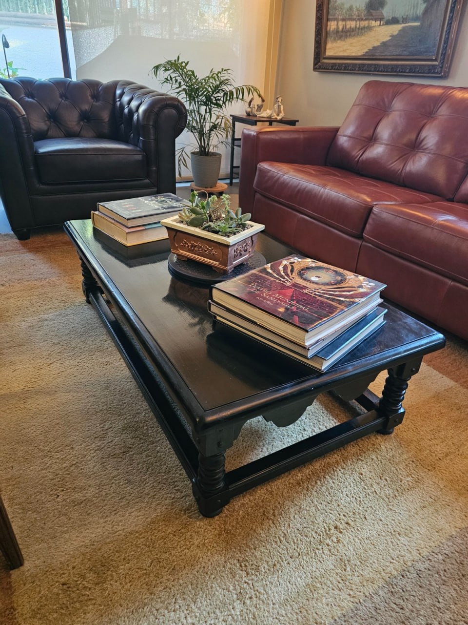 Mesa de centro madera maciza pintada negra